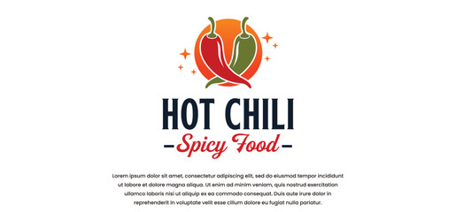 spicy red chili logo with creative vector premium concept