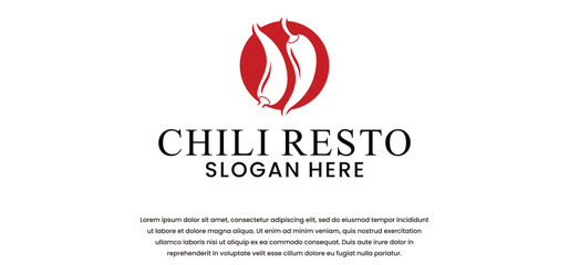 spicy red chili logo with creative vector premium concept