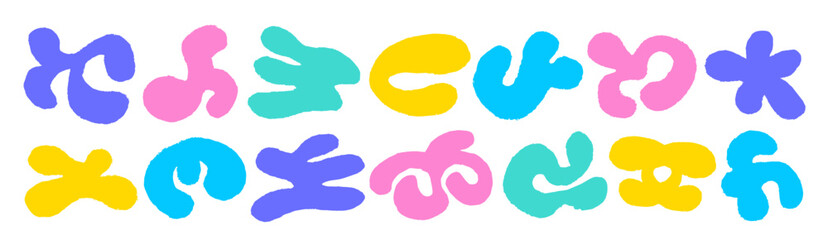 hand drawn abstract fluid blob shapes random deformed figures set vector illustration