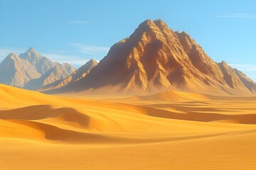 Naklejka premium Majestic Mountain Range Rises Above Expansive Desert Landscape.