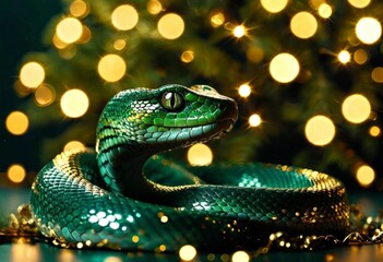 Fototapeta premium New Year's theme. Christmas, Christmas trees, stars, balls, toys. With copy space. Poster, background, greetings card, banner. Close up.