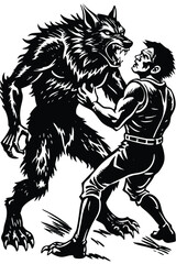 Fototapeta premium werewolf mythical creature vector illustration