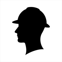 Construction worker head silhouette on white background. Worker head icon sign vector illustration design.