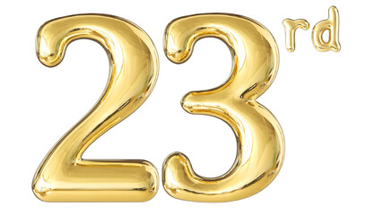 23rd Anniversary Gold Number 3D