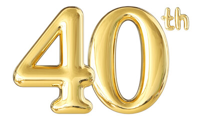 40th Anniversary Gold Number 3D