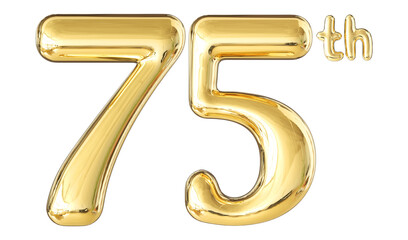 75th Anniversary Gold Number 3D