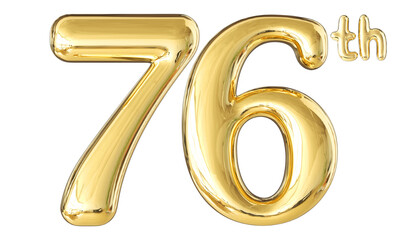 76th Anniversary Gold Number 3D