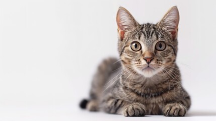 cat peeks out on a white background.