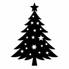 tree, christmas,,Christmas tree black single vector 