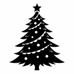 tree, christmas,,Christmas tree black single vector 