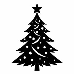 tree, christmas,,Christmas tree black single vector 
