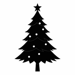 tree, christmas,,Christmas tree black single vector 