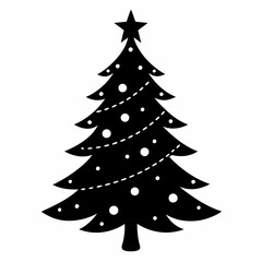 tree, christmas,,Christmas tree black single vector 