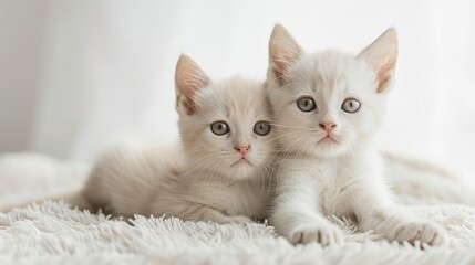 Playful White Kitten on a Plain Background