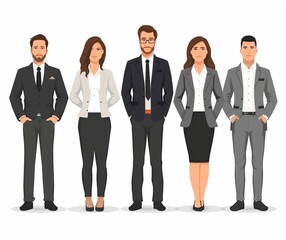 Fototapeta premium Professional Business Team Illustration in Office Attire, Ideal for Corporate, Marketing, and HR Use Cases.