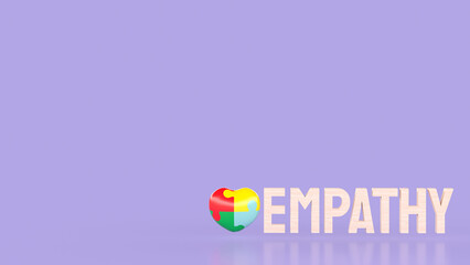 The puzzle heart multicolour  for empathy and teamwork 3d rendering.