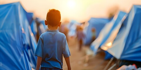 June 20 is World Refugee Day highlighting global migration and refugee camp experiences. Concept World Refugee Day, Global Migration, Refugee Camp Experiences, Humanitarian Aid, Refugee Rights
