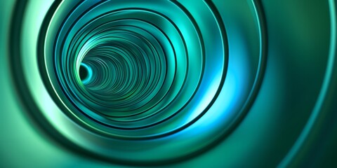 Obraz premium Dynamic Abstract Blue-Green Gradient Neon Tunnel Capturing Intense and Atmospheric Vibes, Ideal for Futuristic Wallpaper or Background, High-Tech Nightclub and Bar Interior Design, AI-Generated High-R