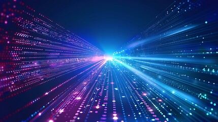 Digital Data Flow Vector Background. Big Data Technology Lines. Data Transmission Concept. High Speed Internet. Information Matrix Flow in Virtual Reality Cyberspace. Generative Ai