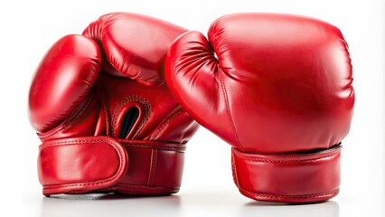 Pair of red boxing gloves on a white background, boxing, gloves, sport, equipment, training, fight, red, combat, workout