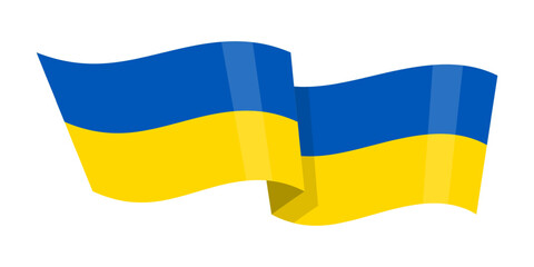 Vector illustration of wavy Ukraine flag on transparent background