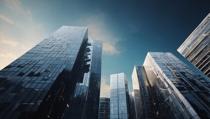 Fototapeta premium Modern Corporate Skyscraper with Modern Business Office Towers Jinan Central Business District High-rise Building 