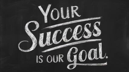 Your Success is Our Goal Message Handwritten on Chalkboard, emphasizing corporate commitment