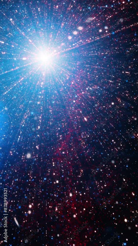 Wall mural loop abstract space with glow dots travel vertical animation backgrounds.