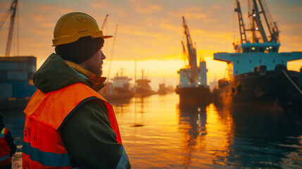 Busy harbors and ships and AI generated images