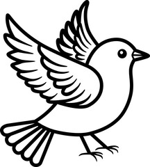 Illustration of a small bird flapping its wings drawn with black lines