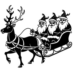 Santa Claus and reindeer, horse, vector, animal, 