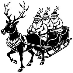 Santa Claus and reindeer, horse, vector, animal, 