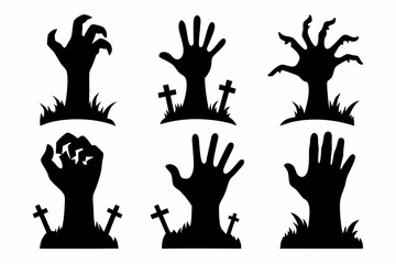 
Set of Zombie hands black silhouette. Spooky zombie hands silhouette vector collection of Halloween, Zombie hands silhouette
