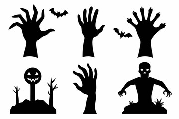 
Set of Zombie hands black silhouette. Spooky zombie hands silhouette vector collection of Halloween, Zombie hands silhouette
