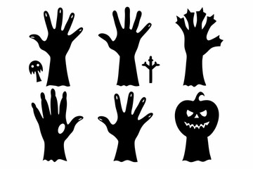 
Set of Zombie hands black silhouette. Spooky zombie hands silhouette vector collection of Halloween, Zombie hands silhouette
