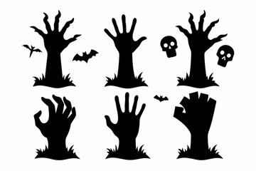 
Set of Zombie hands black silhouette. Spooky zombie hands silhouette vector collection of Halloween, Zombie hands silhouette
