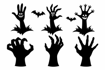 
Set of Zombie hands black silhouette. Spooky zombie hands silhouette vector collection of Halloween, Zombie hands silhouette
