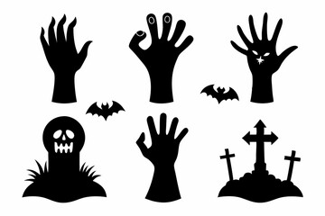 
Set of Zombie hands black silhouette. Spooky zombie hands silhouette vector collection of Halloween, Zombie hands silhouette
