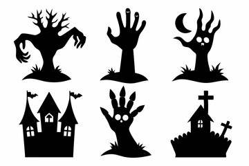 
Set of Zombie hands black silhouette. Spooky zombie hands silhouette vector collection of Halloween, Zombie hands silhouette
