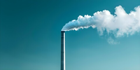 Coal Power Plant Smokestack Emitting CO2 and Contributing to Pollution and Ecological Issues. Concept Pollution, CO2 Emissions, Environmental Impact, Industrialization, Carbon Footprint