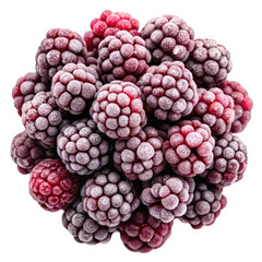 Fototapeta premium Frozen blackberries top view isolated on transparent background