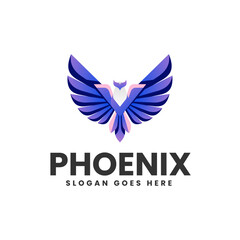 Vector Logo Illustration Phoenix Gradient Colorful Style