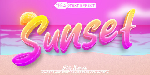 Pink and Yellow Shiny Sunset Vector Editable Text Effect Template