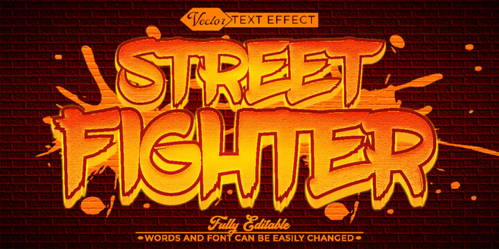 Orange Graffiti Street Fighter Vector Editable Text Effect Template