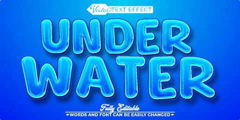 Cartoon Blue Under Sea Vector Editable Text Effect Template