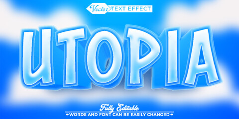 Cartoon Blue Utopia Vector Editable Text Effect Template