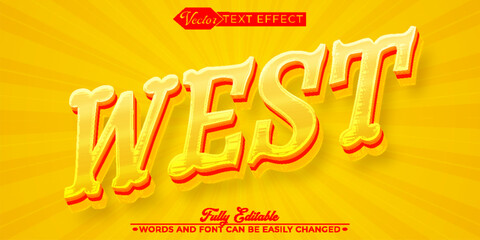 Shiny Yellow West Vector Editable Text Effect Template