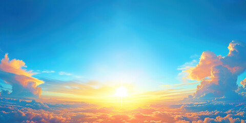 orange light of sunset dye sea of cloud