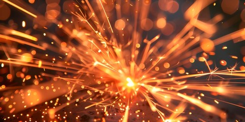 Fototapeta premium Sparks of Fire Background Image for Website Wallpapers with Copy Space. Concept Fire Photography, Background Images, Website Wallpapers, Copy Space, Fiery Sparks