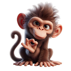 Obraz premium a funny looking monkey, 3d rendering, isolated on transparent background